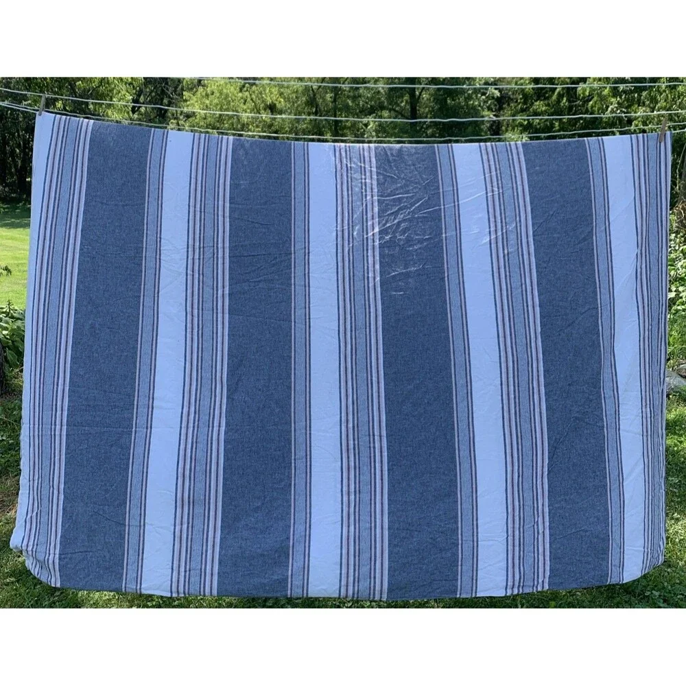 Splendid Tuscan Stripe Duvet Navy/Multi Linen Cotton Blend Queen/Full